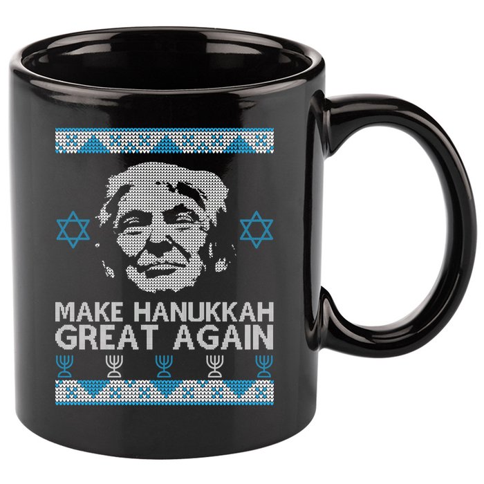 Trump Make Hanukkah Great Again Ugly 11oz C Handle Ceramic Mug