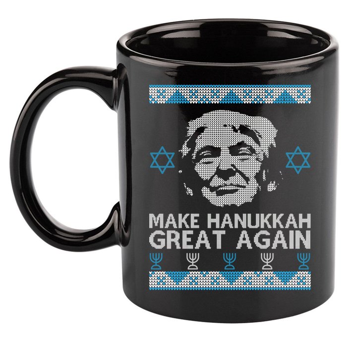 Trump Make Hanukkah Great Again Ugly 11oz C Handle Ceramic Mug