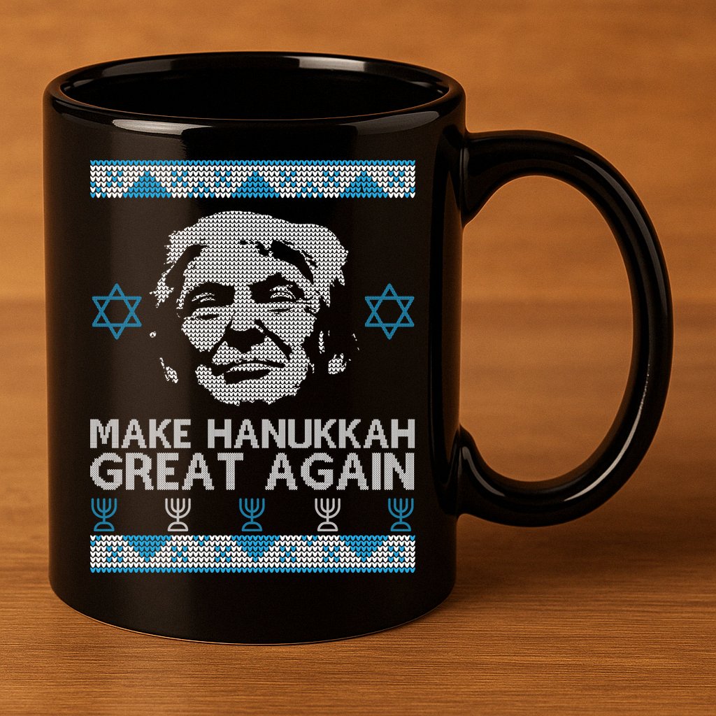 Trump Make Hanukkah Great Again Ugly 11oz C Handle Ceramic Mug