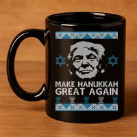 Trump Make Hanukkah Great Again Ugly 11oz C Handle Ceramic Mug
