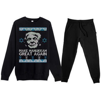 Trump Make Hanukkah Great Again Ugly Premium Crewneck Sweatsuit Set