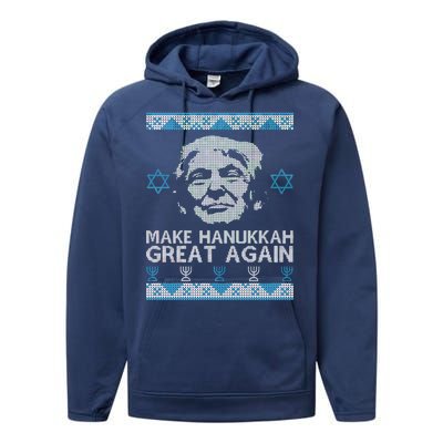 Trump Make Hanukkah Great Again Ugly Performance Fleece Hoodie