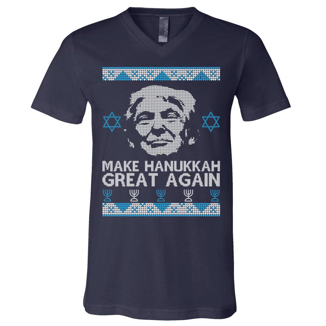 Trump Make Hanukkah Great Again Ugly V-Neck T-Shirt