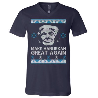 Trump Make Hanukkah Great Again Ugly V-Neck T-Shirt