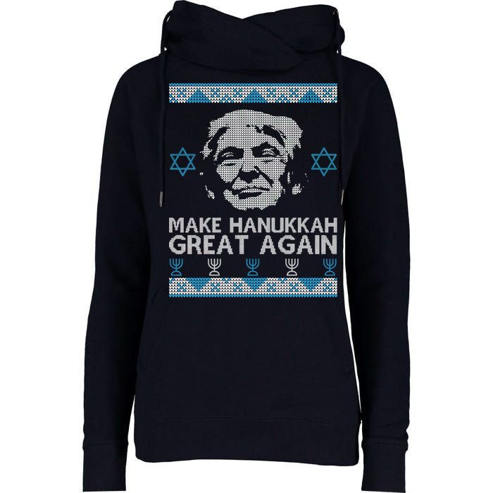 Trump Make Hanukkah Great Again Ugly Womens Funnel Neck Pullover Hood