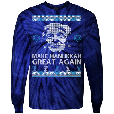 Trump Make Hanukkah Great Again Ugly Tie-Dye Long Sleeve Shirt