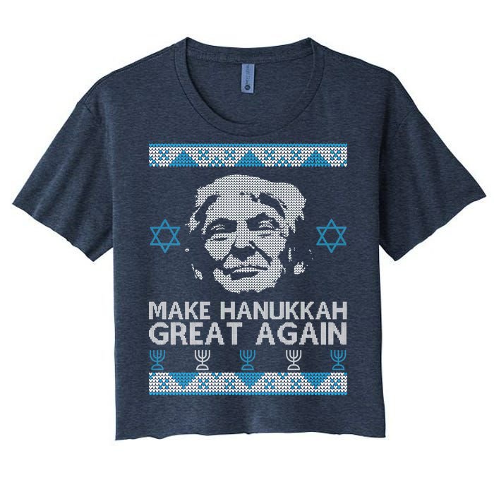 Trump Make Hanukkah Great Again Ugly Women's Crop Top Tee