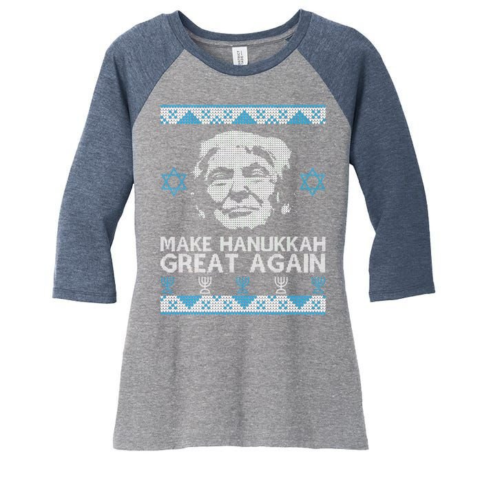 Trump Make Hanukkah Great Again Ugly Women's Tri-Blend 3/4-Sleeve Raglan Shirt