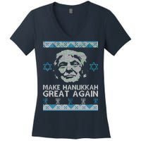 Trump Make Hanukkah Great Again Ugly Women's V-Neck T-Shirt