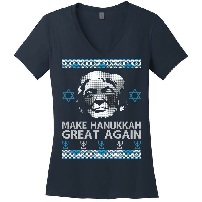 Trump Make Hanukkah Great Again Ugly Women's V-Neck T-Shirt