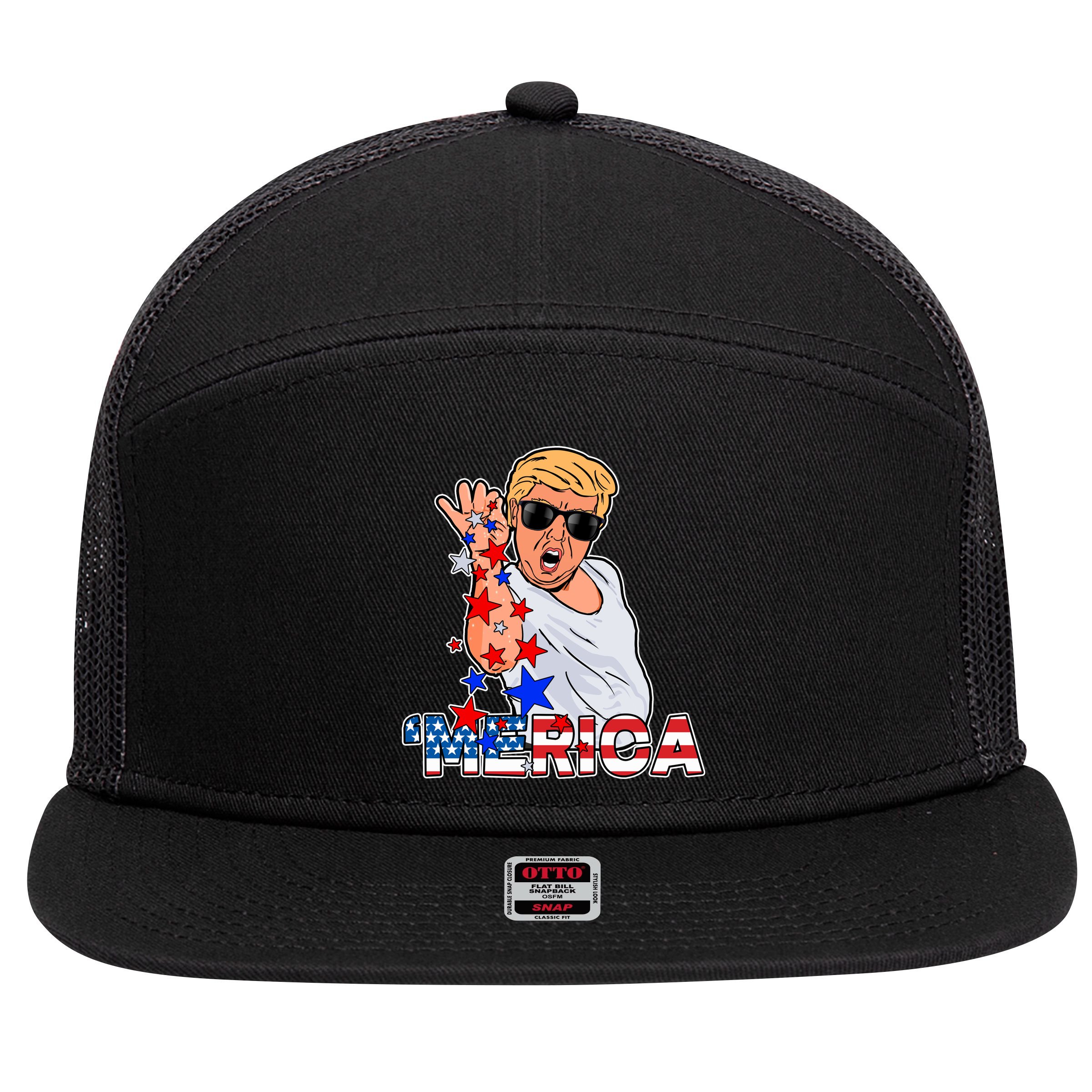 Trump Merica Salt Bae 7 Panel Mesh Trucker Snapback Hat