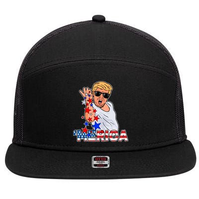 Trump Merica Salt Bae 7 Panel Mesh Trucker Snapback Hat