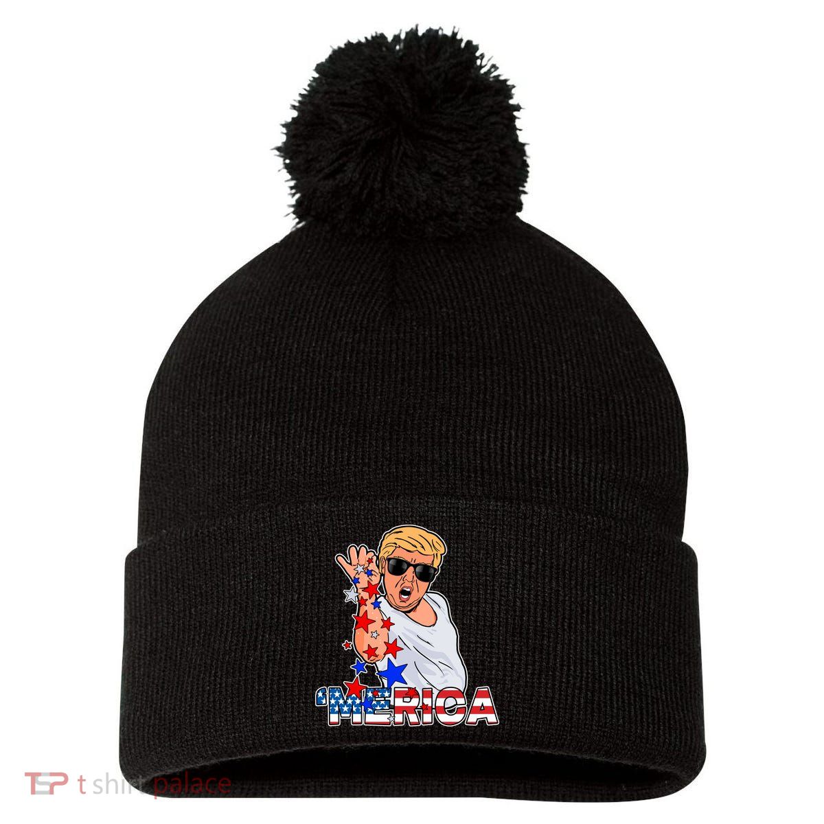 Trump Merica Salt Bae Pom Pom 12in Knit Beanie
