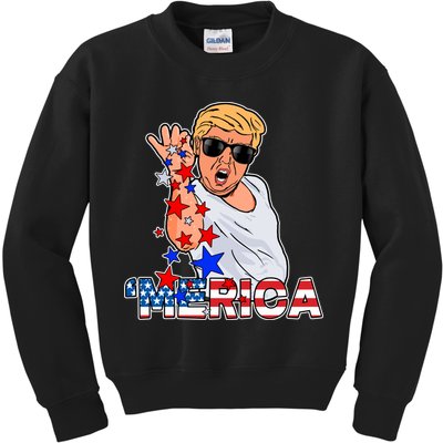 Trump Merica Salt Bae Kids Sweatshirt