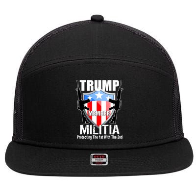 Trump Militia Protecting The 1st With 2nd 7 Panel Mesh Trucker Snapback Hat