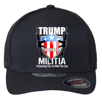 Trump Militia Protecting The 1st With 2nd Flexfit Unipanel Trucker Cap