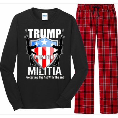 Trump Militia Protecting The 1st With 2nd Long Sleeve Pajama Set