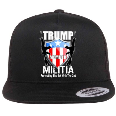 Trump Militia Protecting The 1st With 2nd Flat Bill Trucker Hat