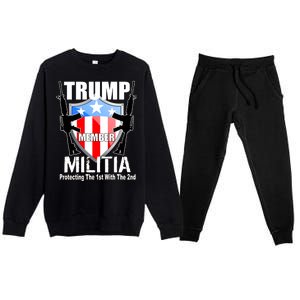 Trump Militia Protecting The 1st With 2nd Premium Crewneck Sweatsuit Set