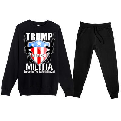 Trump Militia Protecting The 1st With 2nd Premium Crewneck Sweatsuit Set