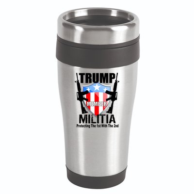 Trump Militia Protecting The 1st With 2nd 16oz Travel Tumbler