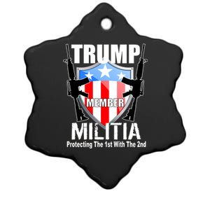 Trump Militia Protecting The 1st With 2nd Ceramic Star Ornament