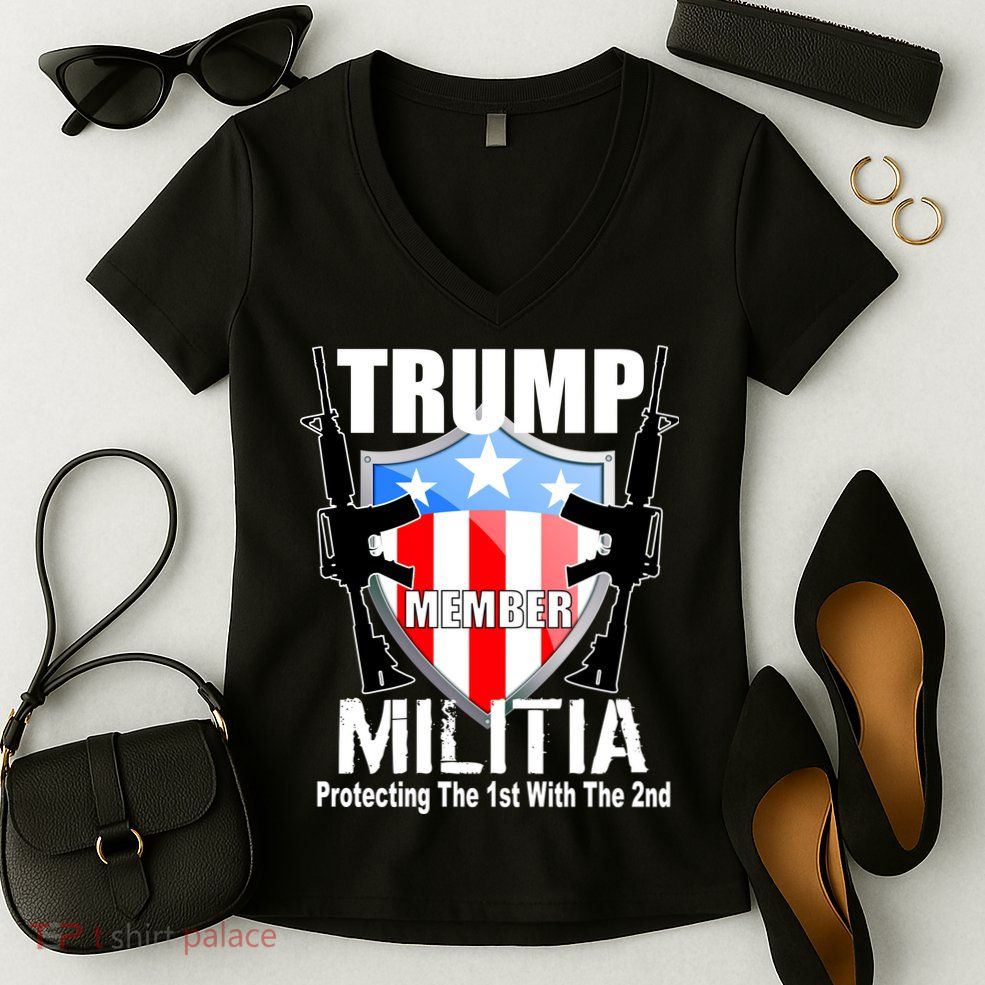 Trump Militia Protecting The 1st With 2nd Women's V-Neck T-Shirt