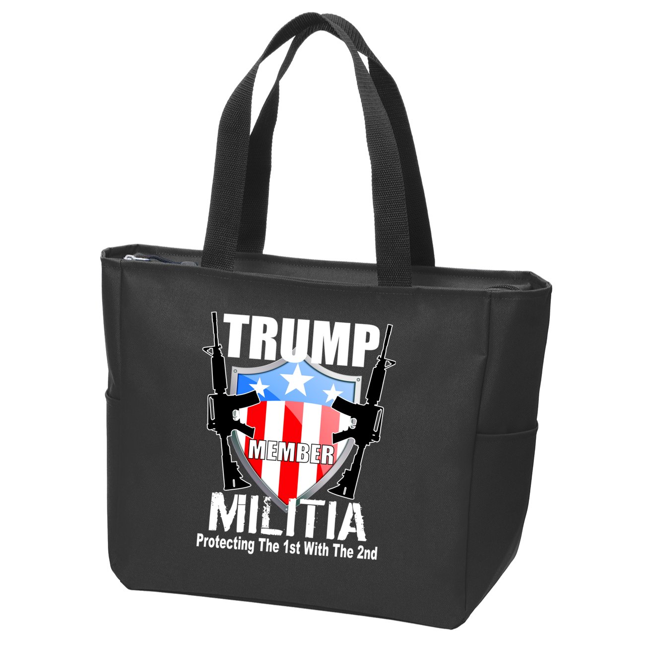 Trump Militia Protecting The 1st With 2nd Zip Tote Bag