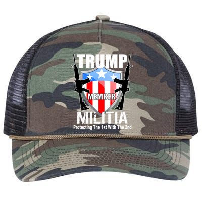 Trump Militia Protecting The 1st With 2nd Retro Rope Trucker Hat Cap