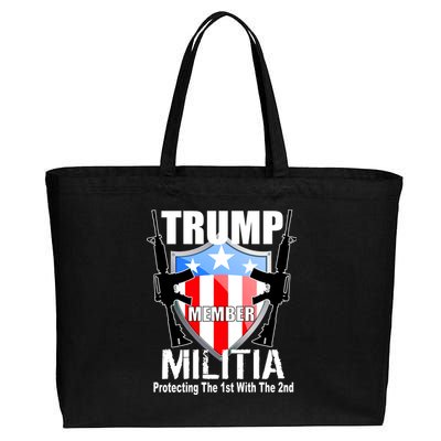 Trump Militia Protecting The 1st With 2nd Cotton Canvas Jumbo Tote