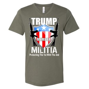 Trump Militia Protecting The 1st With 2nd V-Neck T-Shirt