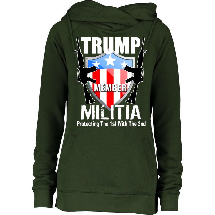 Trump Militia Protecting The 1st With 2nd Womens Funnel Neck Pullover Hood