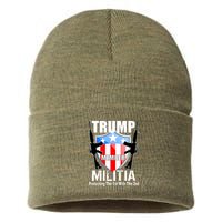 Trump Militia Protecting The 1st With 2nd Sustainable Knit Beanie