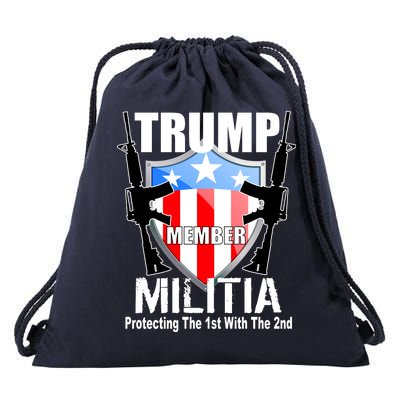 Trump Militia Protecting The 1st With 2nd Drawstring Bag