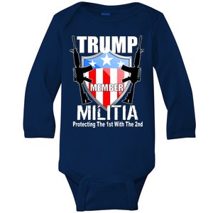 Trump Militia Protecting The 1st With 2nd Baby Long Sleeve Bodysuit