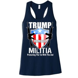 Trump Militia Protecting The 1st With 2nd Women's Racerback Tank