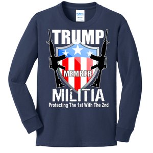 Trump Militia Protecting The 1st With 2nd Kids Long Sleeve Shirt