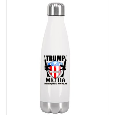 Trump Militia Protecting The 1st With 2nd Stainless Steel Insulated Water Bottle