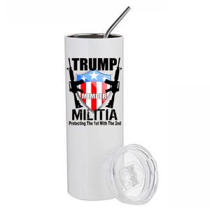 Trump Militia Protecting The 1st With 2nd Stainless Steel Tumbler