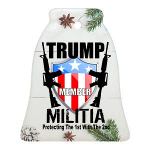 Trump Militia Protecting The 1st With 2nd Ceramic Bell Ornament