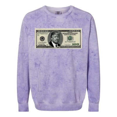 Trump Money Hundred Dollar Bill $100  Colorblast Crewneck Sweatshirt