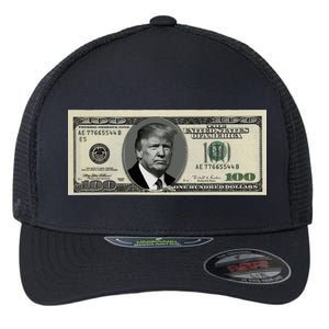 Trump Money Hundred Dollar Bill $100  Flexfit Unipanel Trucker Cap