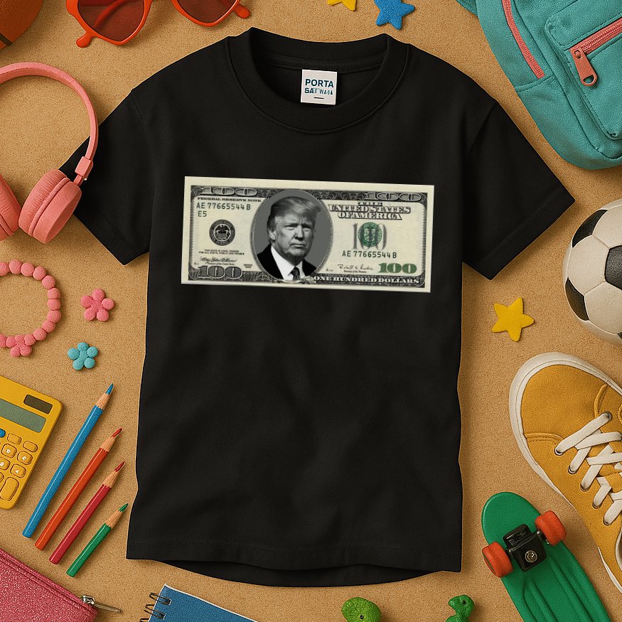 Trump Money Hundred Dollar Bill $100  Kids T-Shirt