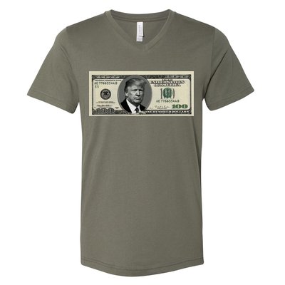 Trump Money Hundred Dollar Bill $100  V-Neck T-Shirt