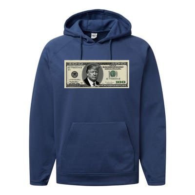 Trump Money Hundred Dollar Bill $100  Performance Fleece Hoodie