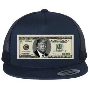 Trump Money Hundred Dollar Bill $100  Flat Bill Trucker Hat