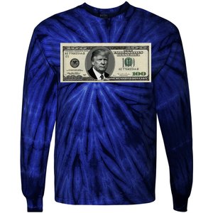 Trump Money Hundred Dollar Bill $100  Tie-Dye Long Sleeve Shirt