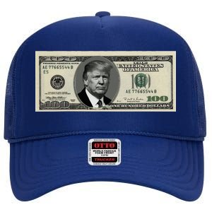 Trump Money Hundred Dollar Bill $100  High Crown Mesh Back Trucker Hat