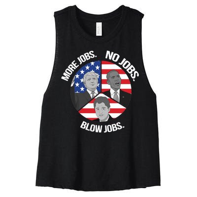 Trump More Jobs Obama No Jobs Clinton Blow Jobs Women's Racerback Cropped Tank