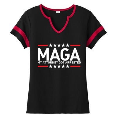 Trump My Attorney Got Arrested MAGA Ladies Halftime Notch Neck Tee